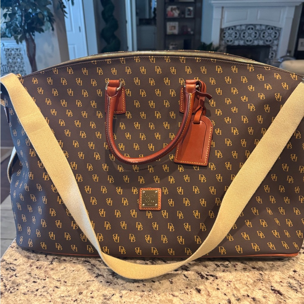 Dooney & Bourke Brown and Gold Monogram Travel Bag